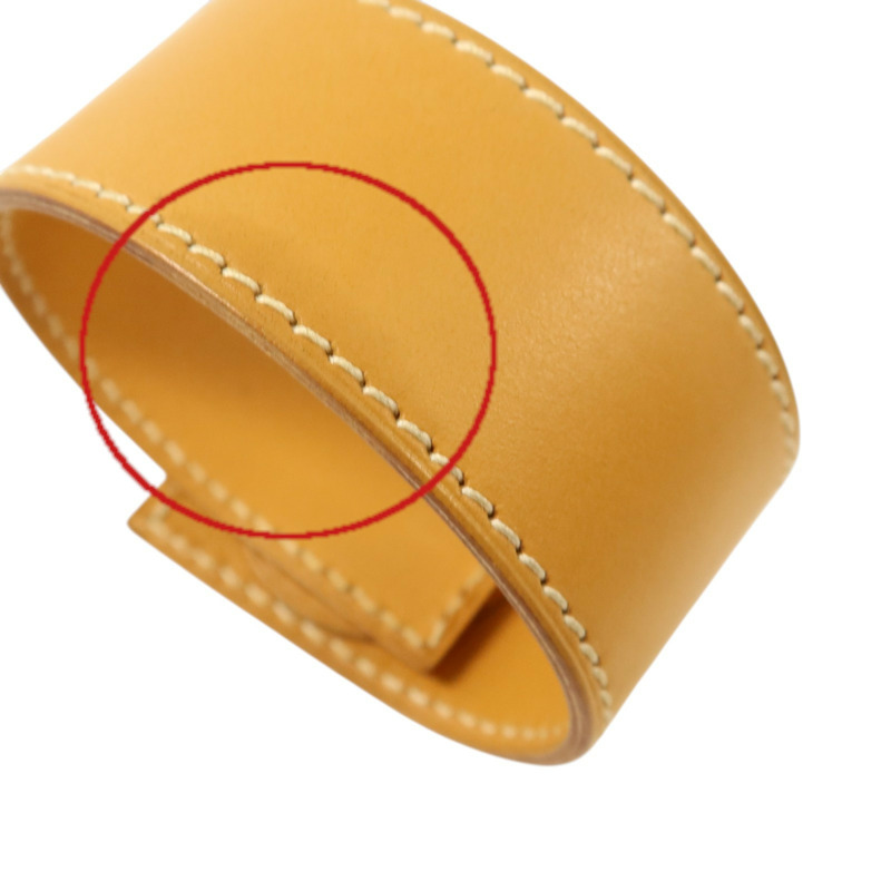 HERMES Barenia皮革Clou De Selle銀扣手鐲Natural Sable-9