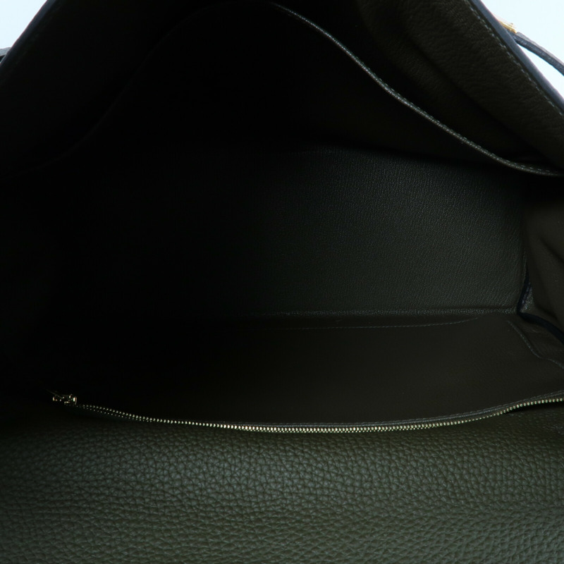 HERMES Clemence皮革Kelly 35手挽肩背兩用袋Vert Olive-4