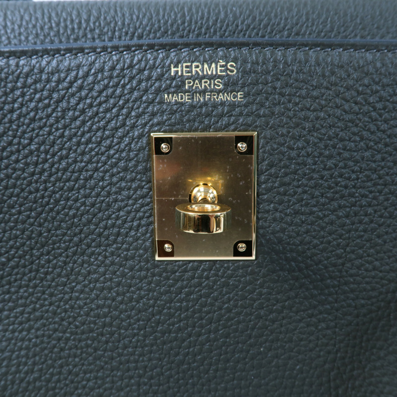 HERMES Clemence皮革Kelly 35手挽肩背兩用袋Vert Olive-5