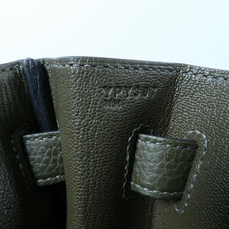 HERMES Clemence皮革Kelly 35手挽肩背兩用袋Vert Olive-6