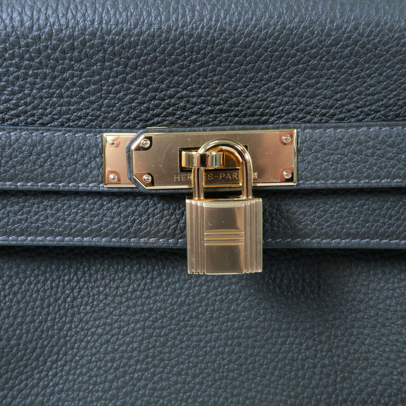 HERMES Clemence皮革Kelly 35手挽肩背兩用袋Vert Olive-8