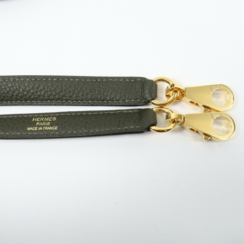 HERMES Clemence皮革Kelly 35手挽肩背兩用袋Vert Olive-9
