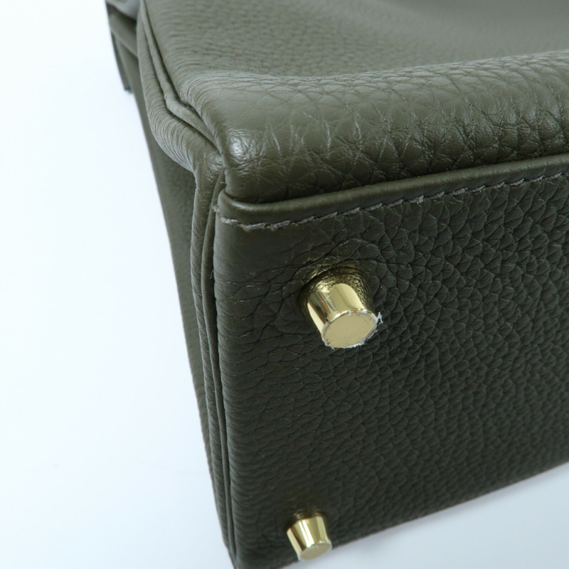 HERMES Clemence皮革Kelly 35手挽肩背兩用袋Vert Olive-13