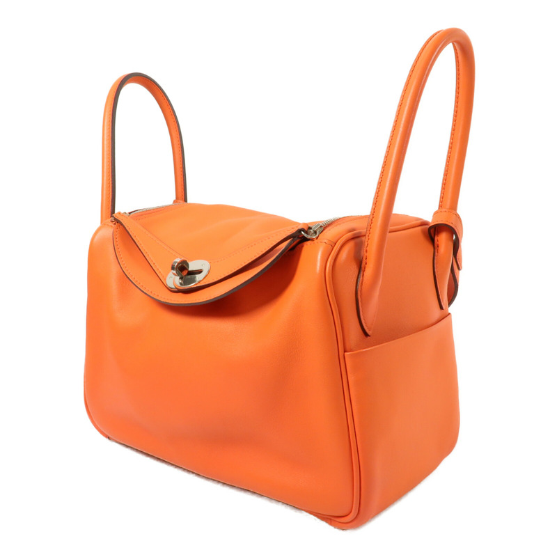 HERMES Swift皮革Lindy 26手挽肩背兩用袋Orange-2