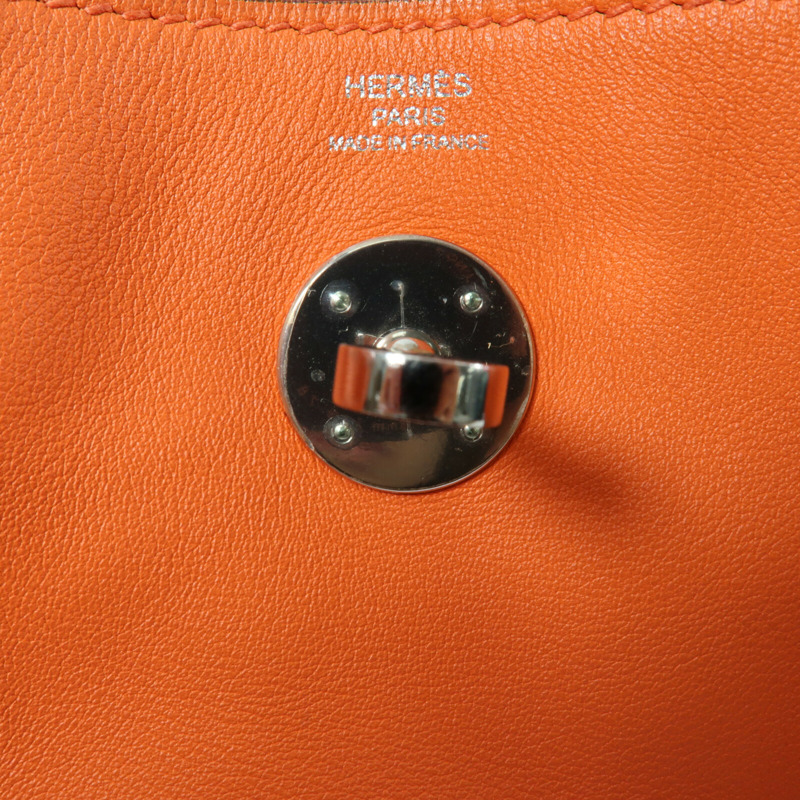 HERMES Swift皮革Lindy 26手挽肩背兩用袋Orange-5