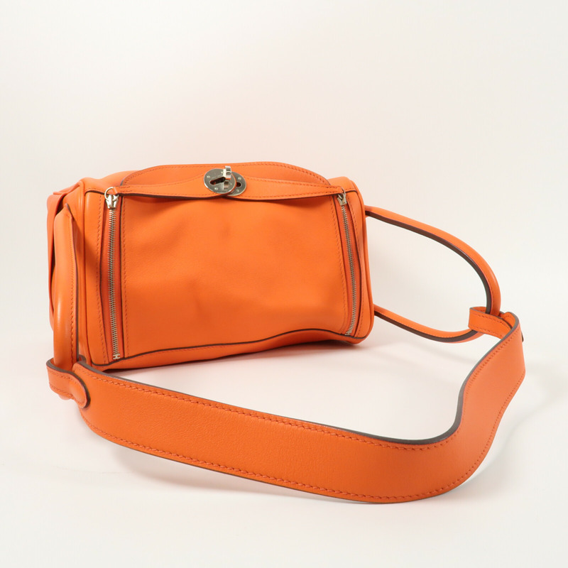 HERMES Swift皮革Lindy 26手挽肩背兩用袋Orange-7