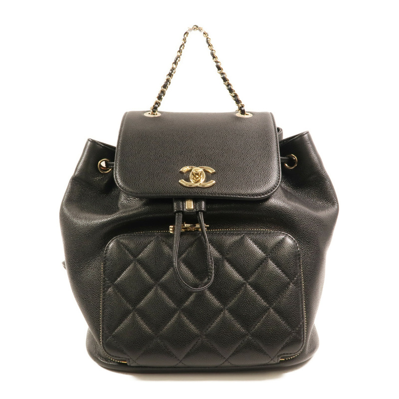 CHANEL 牛皮皮革Affinity Backpack金扣鏈帶背包-0