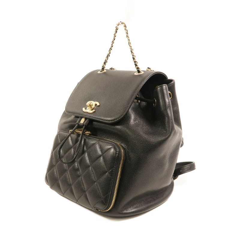 CHANEL 牛皮皮革Affinity Backpack金扣鏈帶背包-2