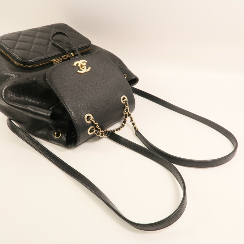 CHANEL 牛皮皮革Affinity Backpack金扣鏈帶背包-7