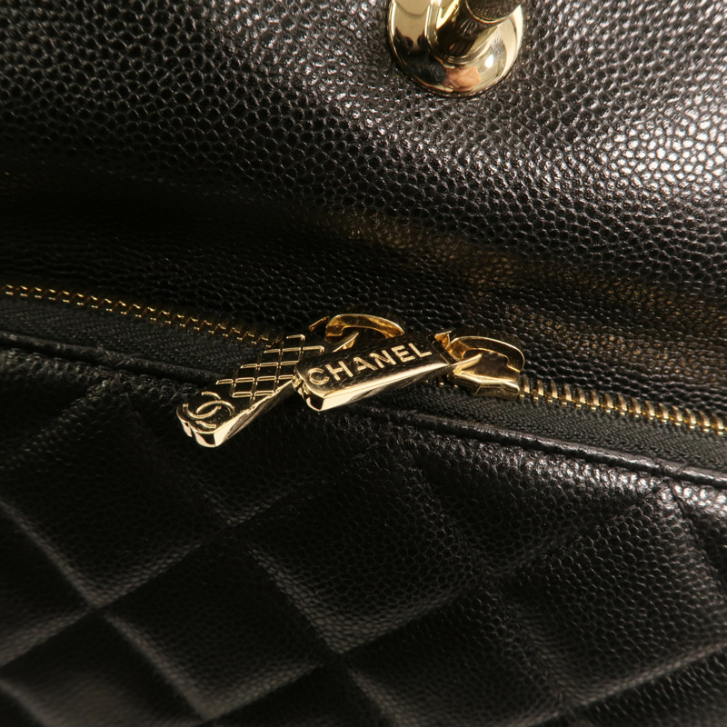 CHANEL 牛皮皮革Affinity Backpack金扣鏈帶背包-9