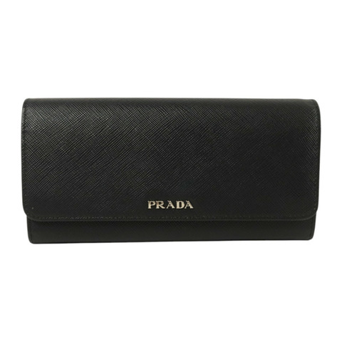 PRADA Saffiano皮革Long Wallet銀扣長錢包