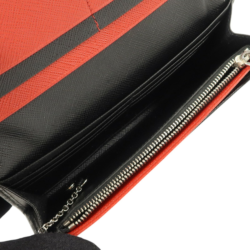 PRADA Saffiano皮革Long Wallet銀扣長錢包-5
