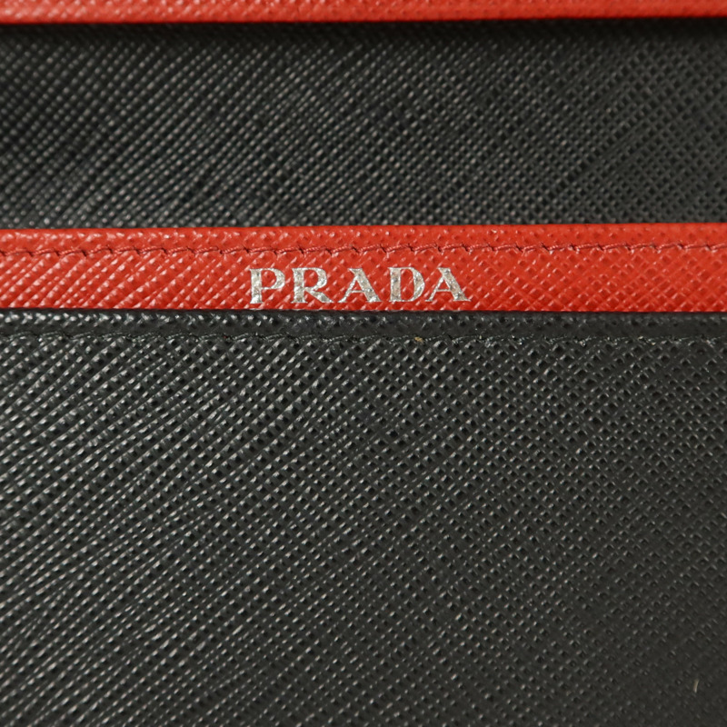 PRADA Saffiano皮革Long Wallet銀扣長錢包-7