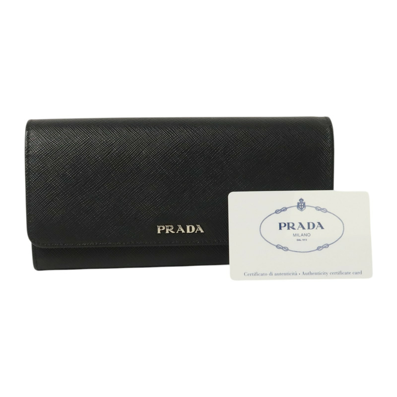 PRADA Saffiano皮革Long Wallet銀扣長錢包-9