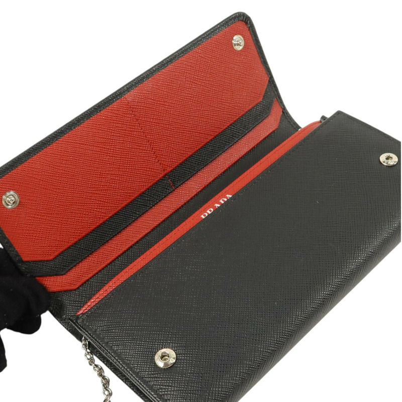PRADA Saffiano皮革Long Wallet銀扣長錢包-16