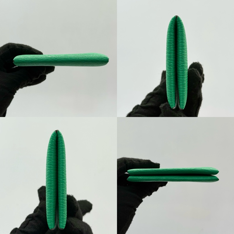 HERMES 愛馬仕 綠色Calvi撞色扣式卡包 EPSOM Z刻-3