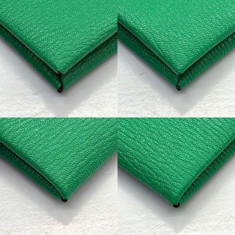 HERMES 愛馬仕 綠色Calvi撞色扣式卡包 EPSOM Z刻-4