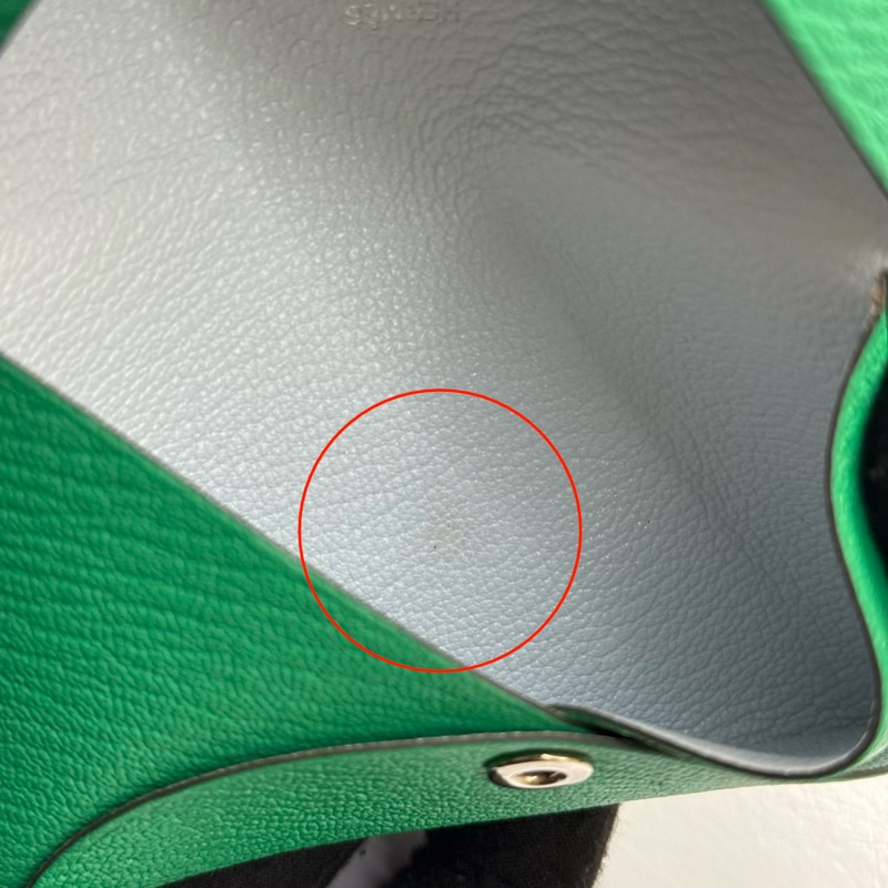 HERMES 愛馬仕 綠色Calvi撞色扣式卡包 EPSOM Z刻-8