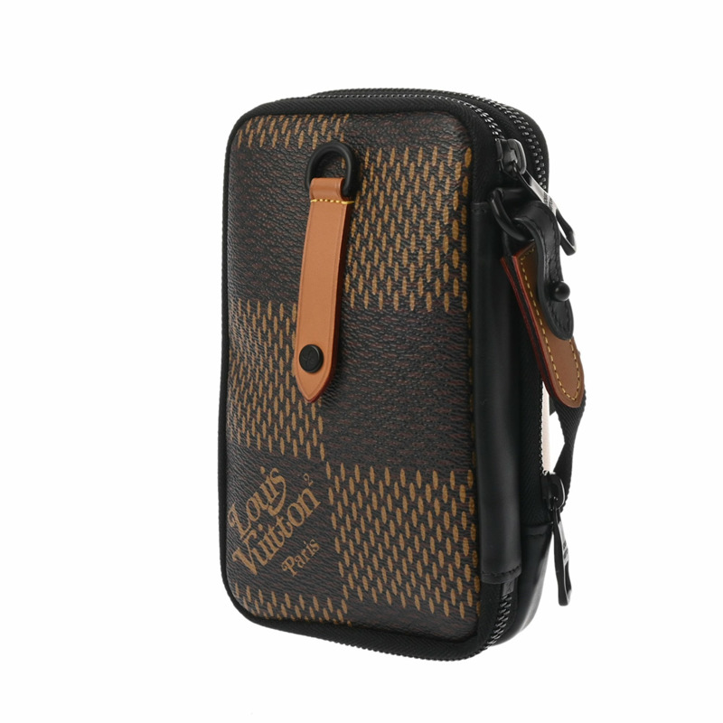 路易威登 Damier 雙手機包 NIGO 聯名款 棕色 N40377 男女通用巨型單肩包 A 級二手 Ginzo-2