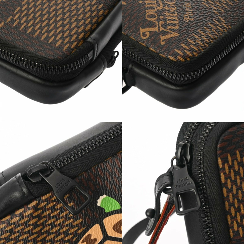 路易威登 Damier 雙手機包 NIGO 聯名款 棕色 N40377 男女通用巨型單肩包 A 級二手 Ginzo-8
