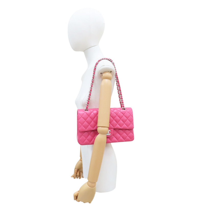 桃粉色 羊皮 Coco 25 肩背包 銀釦 (無卡)【CHANEL 香奈兒】 A01112-8