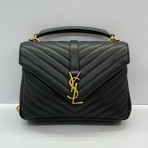 YSL 聖羅蘭 黑色牛皮斜背包 COLLEGE MEDIUM 428056