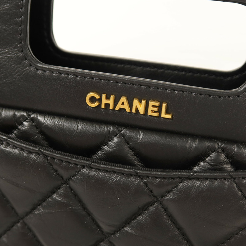 CHANEL 羊皮皮革23S Graphic Catch Small Shopping Bag金扣鏈帶肩背袋-10