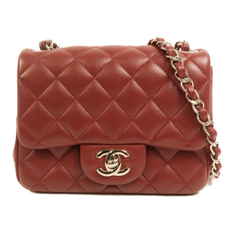 CHANEL 羊皮皮革Mini Classic 17銀扣鏈帶肩背袋