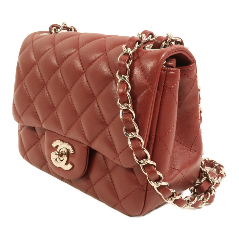 CHANEL 羊皮皮革Mini Classic 17銀扣鏈帶肩背袋-2