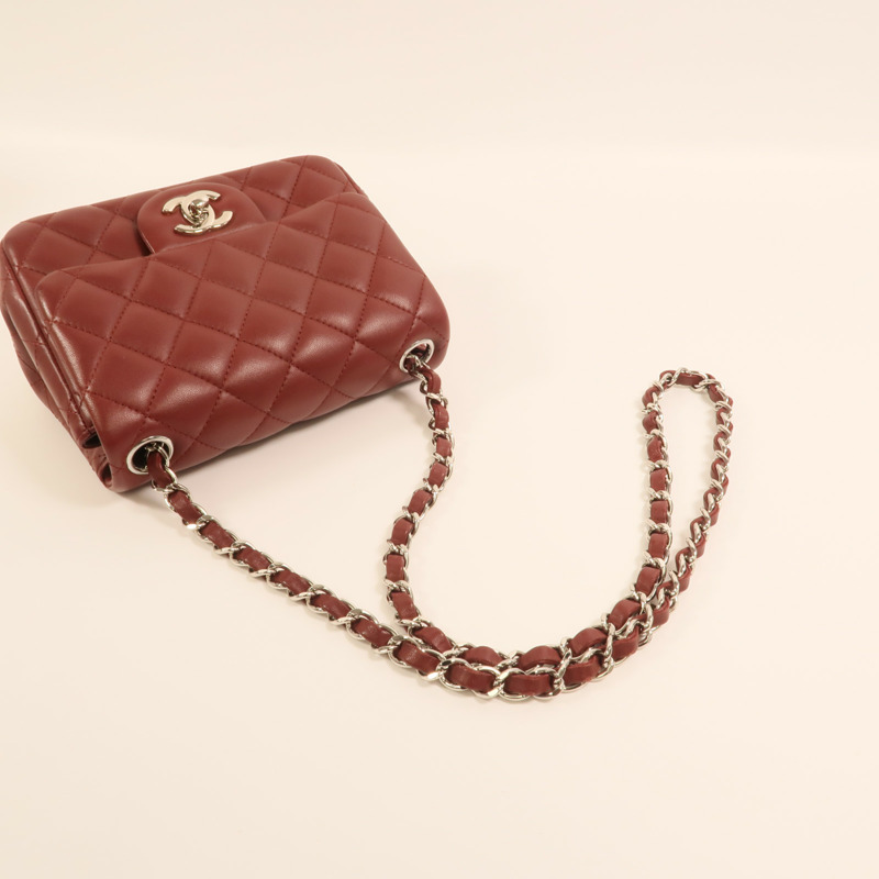 CHANEL 羊皮皮革Mini Classic 17銀扣鏈帶肩背袋-7