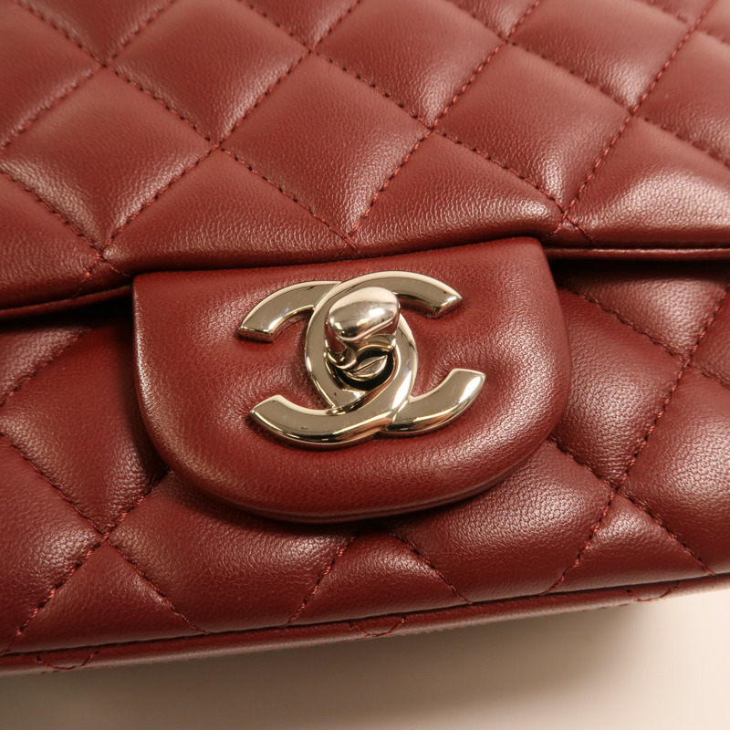 CHANEL 羊皮皮革Mini Classic 17銀扣鏈帶肩背袋-8