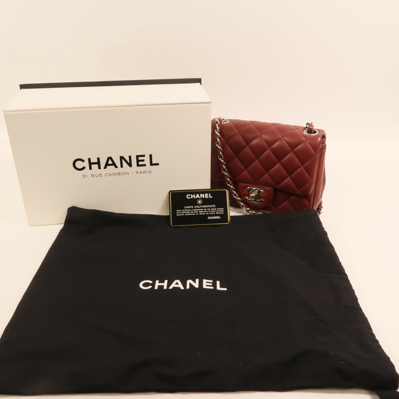 CHANEL 羊皮皮革Mini Classic 17銀扣鏈帶肩背袋-10