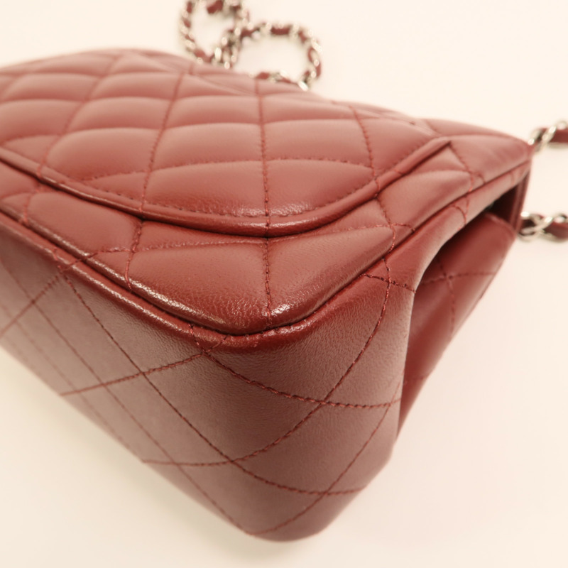 CHANEL 羊皮皮革Mini Classic 17銀扣鏈帶肩背袋-13