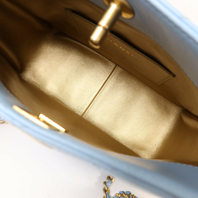 CHANEL 羊皮皮革Chain Shoulder金扣鏈帶肩背袋-4