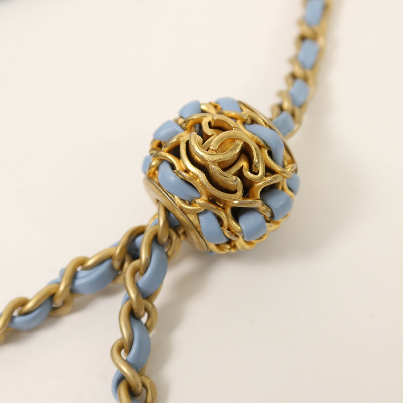 CHANEL 羊皮皮革Chain Shoulder金扣鏈帶肩背袋-9