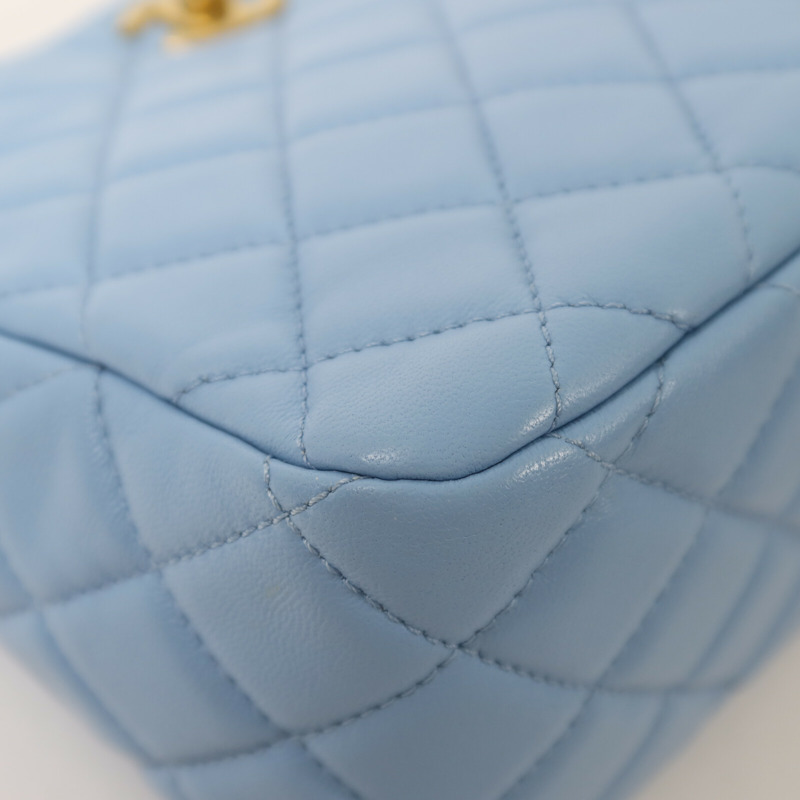 CHANEL 羊皮皮革Chain Shoulder金扣鏈帶肩背袋-11