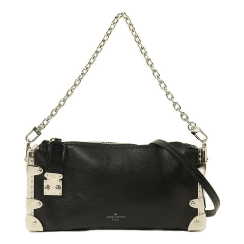 LOUIS VUITTON 牛皮皮革Slim Trunk銀扣鏈帶手挽肩背兩用袋