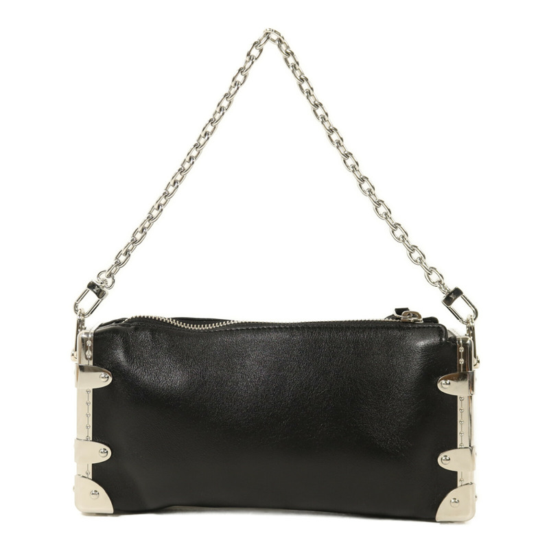LOUIS VUITTON 牛皮皮革Slim Trunk銀扣鏈帶手挽肩背兩用袋-1