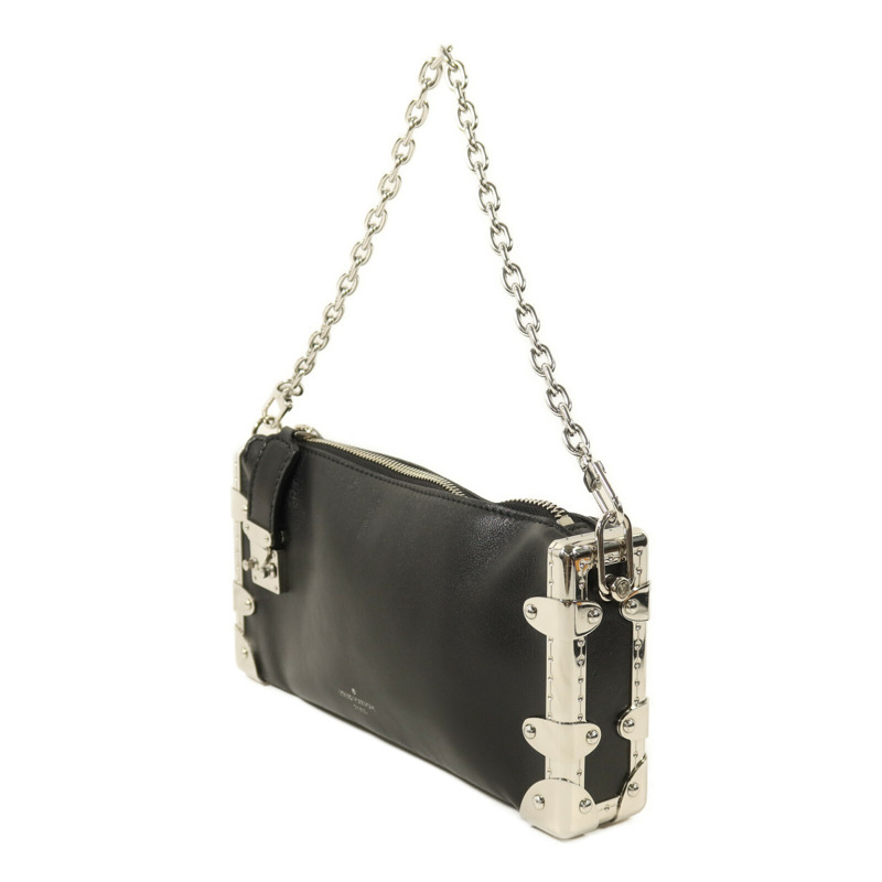 LOUIS VUITTON 牛皮皮革Slim Trunk銀扣鏈帶手挽肩背兩用袋-2