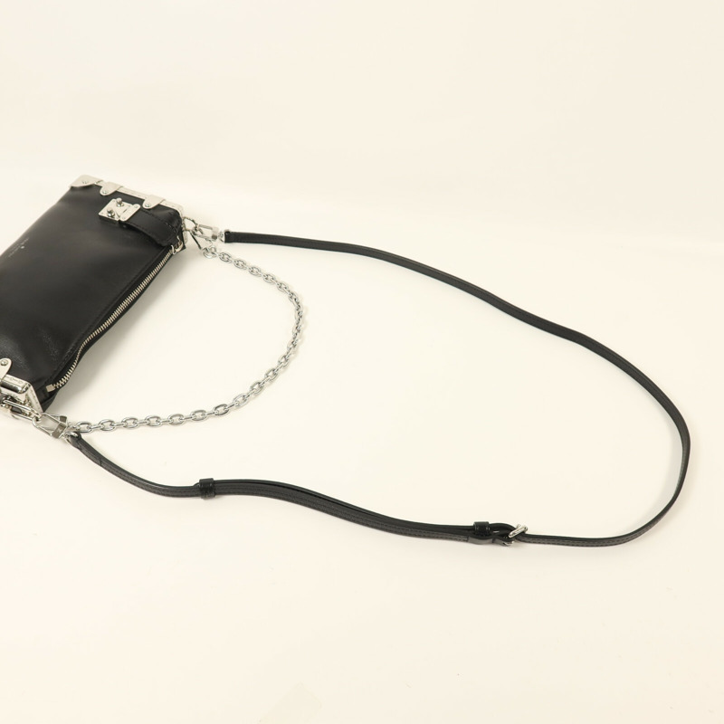 LOUIS VUITTON 牛皮皮革Slim Trunk銀扣鏈帶手挽肩背兩用袋-6