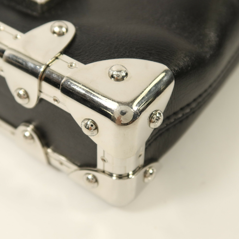 LOUIS VUITTON 牛皮皮革Slim Trunk銀扣鏈帶手挽肩背兩用袋-9