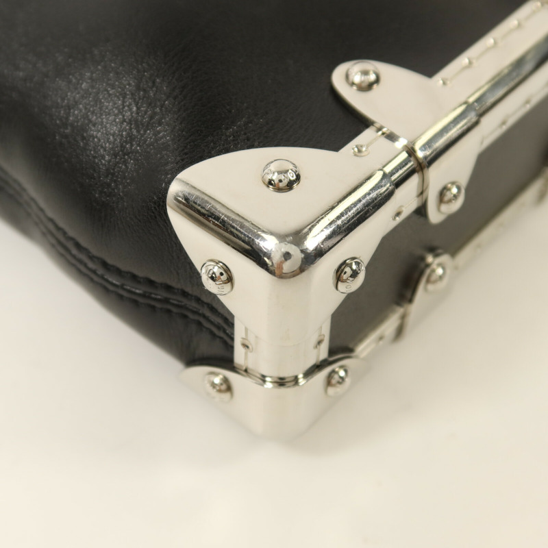 LOUIS VUITTON 牛皮皮革Slim Trunk銀扣鏈帶手挽肩背兩用袋-10