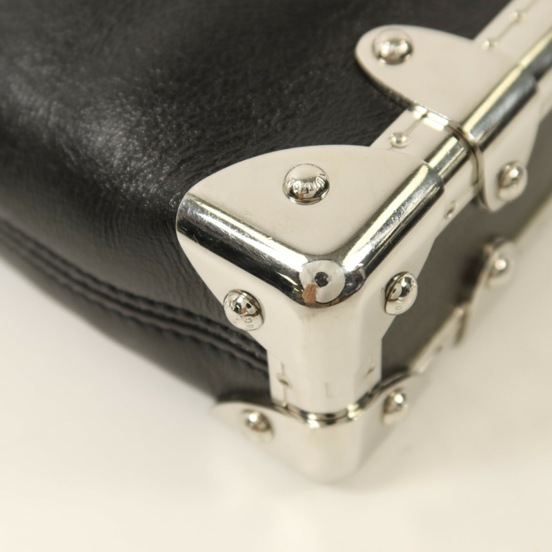 LOUIS VUITTON 牛皮皮革Slim Trunk銀扣鏈帶手挽肩背兩用袋-11