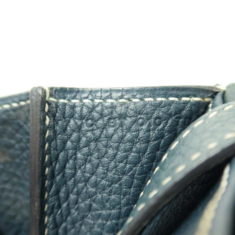 HERMES Clemence皮革Halzan 31金扣手挽肩背兩用袋Vert Cypres-6