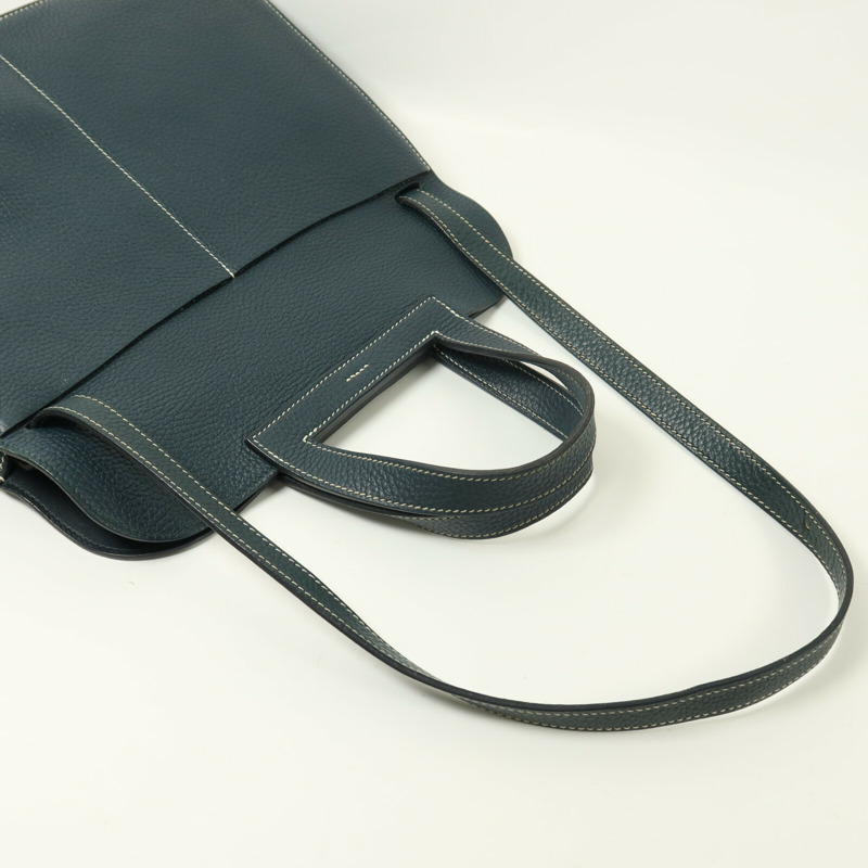 HERMES Clemence皮革Halzan 31金扣手挽肩背兩用袋Vert Cypres-7