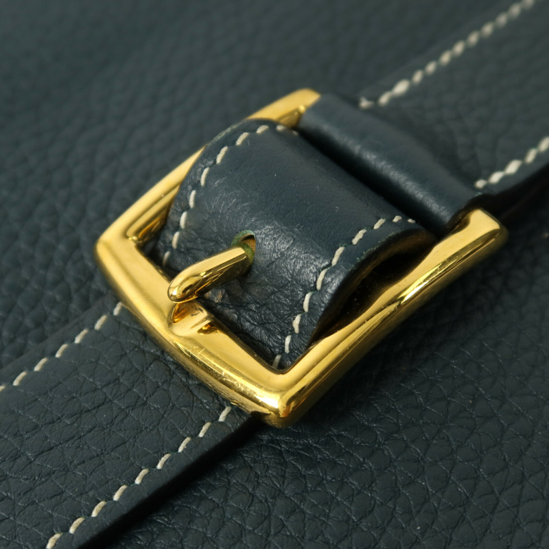 HERMES Clemence皮革Halzan 31金扣手挽肩背兩用袋Vert Cypres-8