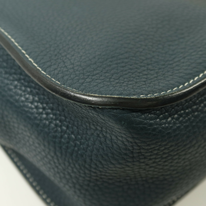 HERMES Clemence皮革Halzan 31金扣手挽肩背兩用袋Vert Cypres-9