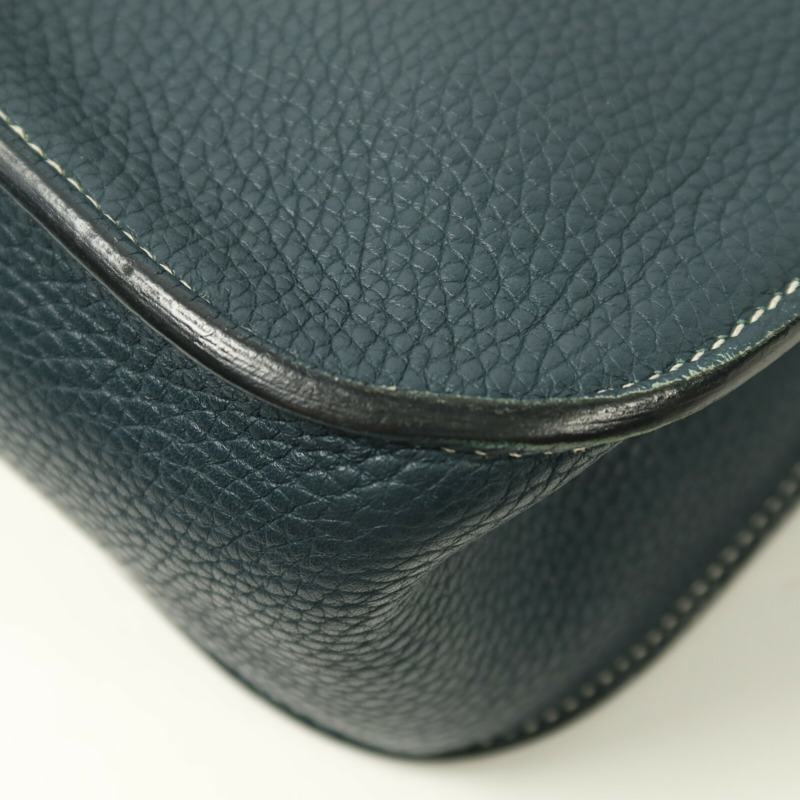 HERMES Clemence皮革Halzan 31金扣手挽肩背兩用袋Vert Cypres-10