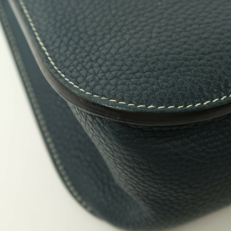 HERMES Clemence皮革Halzan 31金扣手挽肩背兩用袋Vert Cypres-11