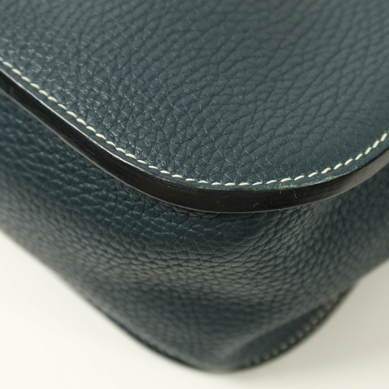 HERMES Clemence皮革Halzan 31金扣手挽肩背兩用袋Vert Cypres-12